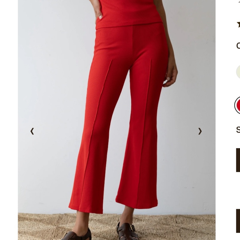 DONNI The Rib Kick Flare pant medium tomato red